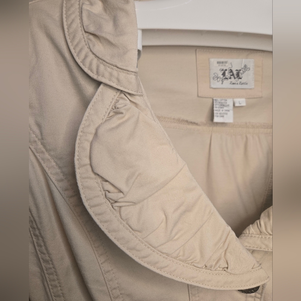 Live a Little‎ Beige Ruffle Trim Jacket - Picture 6 of 7